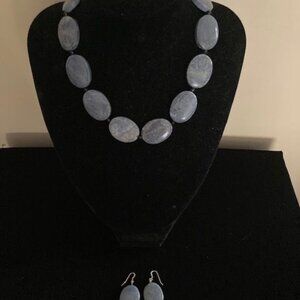 Blue stone necklace and earrings